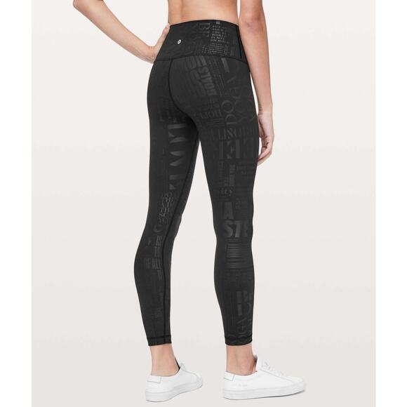 lululemon wunder under hi rise 7/8 tights leggings black 20yr manifesto embossed - Picture 3 of 10